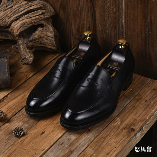 PICCADILLY 手工固特异意大利Bonaudo小牛皮黑色便士乐福鞋 商品图1