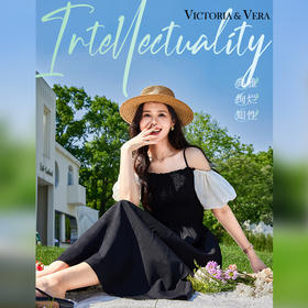 VICTORIA&VERA夏季新款设计感可盐可甜法式复古一字领泡泡袖露肩碎花连衣裙