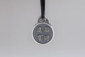 矩德泉坊 纯银手作   招财进宝龙首挂花（2.8厘米版）662