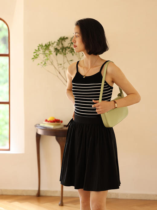 （小眠专属）HeyDress莱赛尔吊带背心女夏季法式条纹撞色设计修身休闲无袖上衣 商品图3