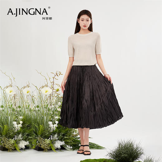 【商场同款】阿菁娜设计感宅寂风褶皱半身裙A30X213028 商品图2