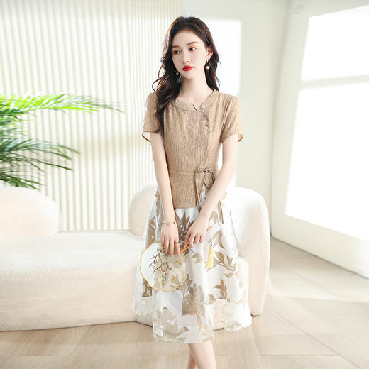 夏季新款，女装时尚新颖大气盘扣假两件套连衣裙HR-YYG82782-1 商品图4