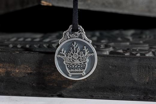 矩德泉坊 纯银手作   平安吉庆龙首挂花（2.8厘米版）666 商品图5