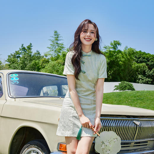 VICTORIA&VERA夏季新款改良新中式高端旗袍少女气质立领短款旗袍连衣裙 商品图2