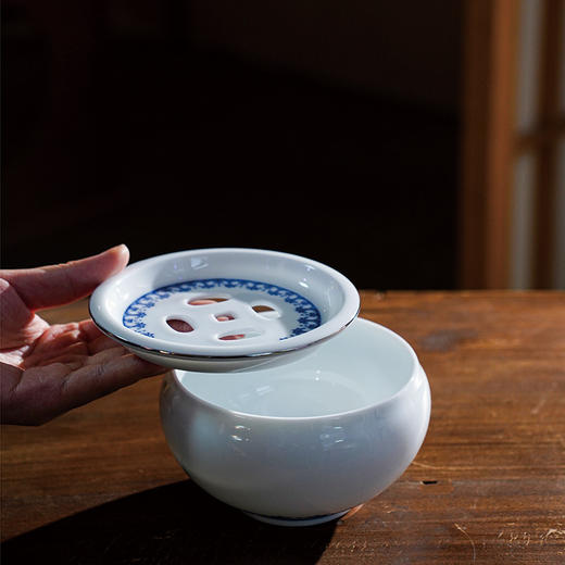 甜白青花银花朵9号水洗 陶瓷茶洗笔洗茶具配件茶道零配 商品图2