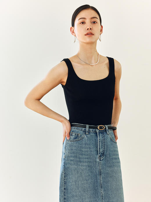 【合作款】HeyDress U领坑条针织背心 商品图2