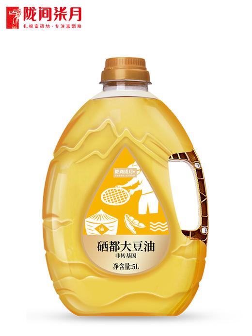 陇间柒月硒都大豆油5L非转基因瓶装一级色拉油家用食用植物油 商品图0