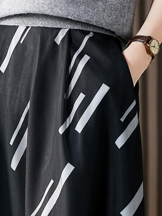 YX【现货7天】条纹网纱半身裙女春夏薄款2024新款百褶裙韩版宽松显瘦裙子 商品图2