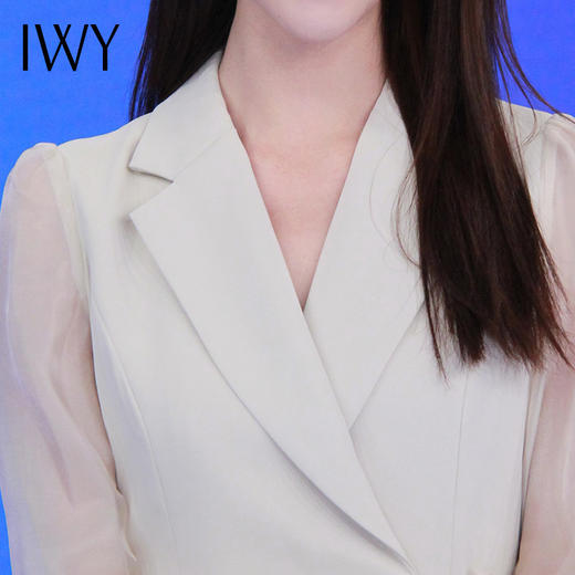 IWY/杏色主持人礼服女小众设计感声乐艺考播音上镜正装西装连衣裙Q729 商品图4