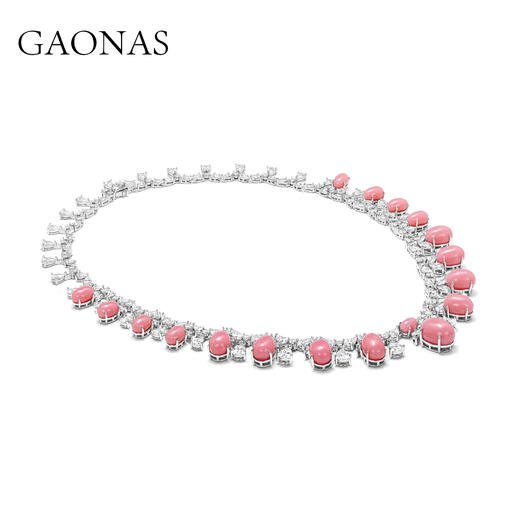 GAONAS 坠链均925银合成锆石 高纳仕 重磅 粉色珠 项链 10005XP 商品图2