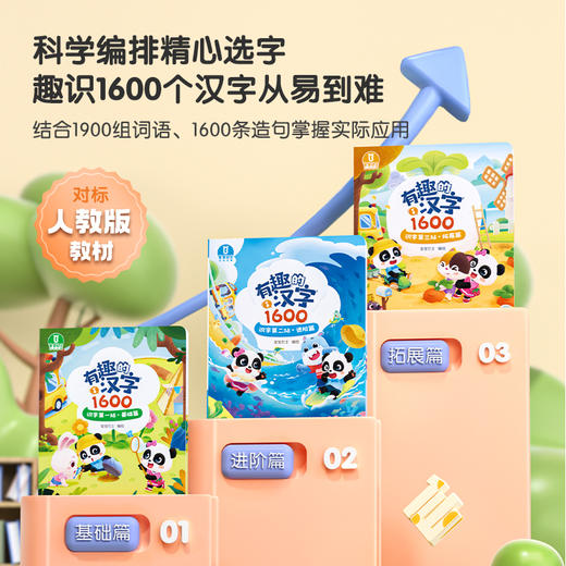 【点读版】宝宝巴士识字启蒙3岁+  有趣的汉字1600套盒/3册(赠拼音海报）（不含笔） 商品图2