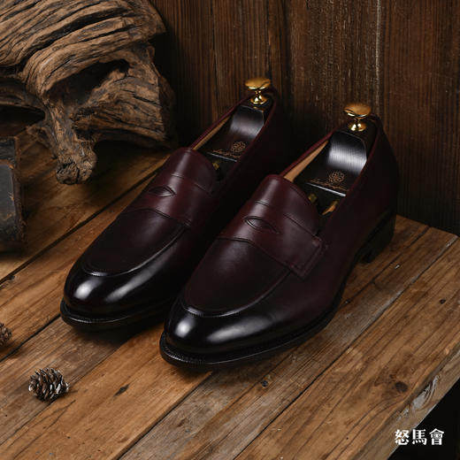 PICCADILLY 手工固特异意大利Bonaudo小牛皮酒红渐变色便士乐福鞋 商品图1