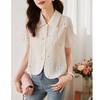 夏季新款，纯色宽松短袖衬衫女设计感小众娃娃衫气质法式短上衣KQL-638T8595 商品缩略图3