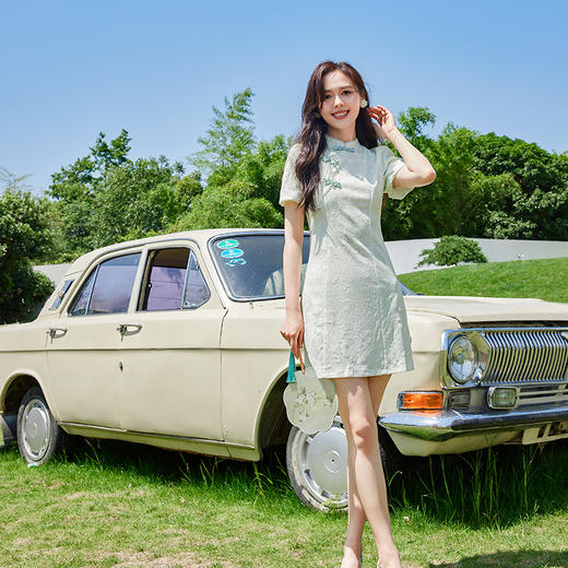 VICTORIA&VERA夏季新款改良新中式高端旗袍少女气质立领短款旗袍连衣裙 商品图5
