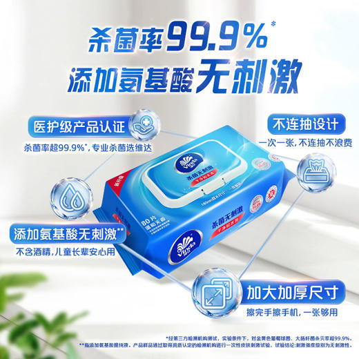 【官方包邮】维达湿巾·温和无香(80片家庭装)3包/提(加送超迷你4小包) 商品图2