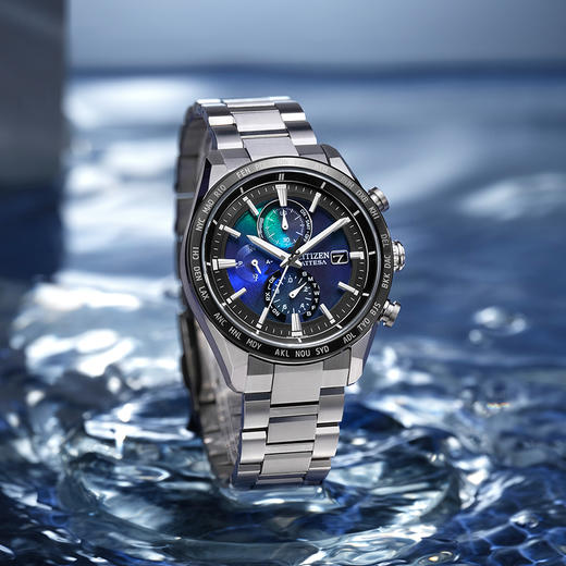 西铁城/CITIZEN蓝色海洋系列ATTESA系列舒博钛海蓝表盘商务电波男士手表 AT8188-64L 商品图5