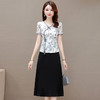 夏季新款，拼接印花裙假两件中长款A字裙妈妈装网纱裙复古旗袍裙QYM-KED-H1207-Y 商品缩略图0