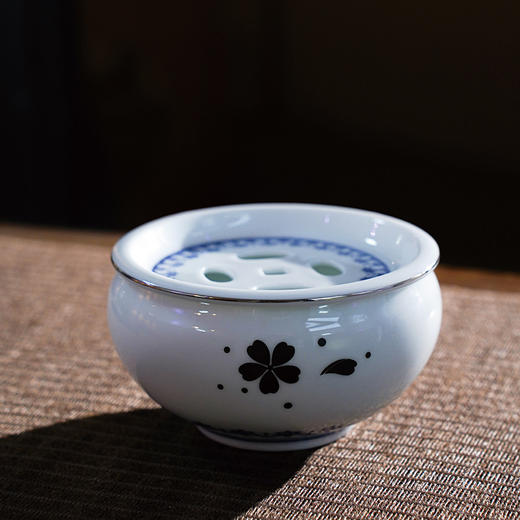 甜白青花银花朵9号水洗 陶瓷茶洗笔洗茶具配件茶道零配 商品图0