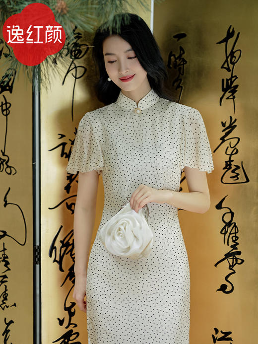 逸红颜明月优选#『茉莉』显瘦显高波点雪纺连衣裙，一眼抓住温柔，让时尚的高光时刻加倍！ 商品图6