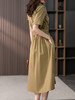 YX【现货7天】高级感V领连衣裙女中长款2024夏季新款韩版高腰显瘦衬衫长裙 商品缩略图3
