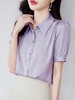 桑蚕丝短袖衬衫夏上新气质翻领优雅休闲设计感垂感上衣HR-WL61689 商品缩略图1