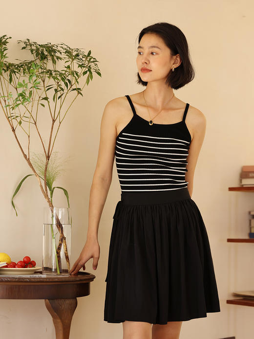 （小眠专属）HeyDress莱赛尔吊带背心女夏季法式条纹撞色设计修身休闲无袖上衣 商品图2