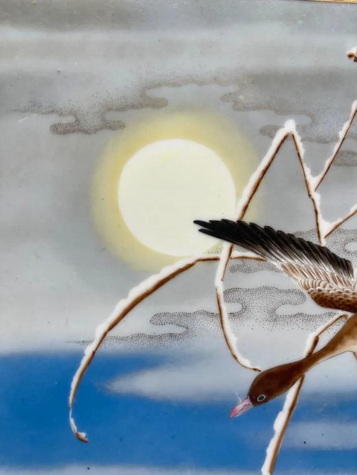 彩绘冬雪夕阳芦雁图瓷板，顺丰包邮 商品图6