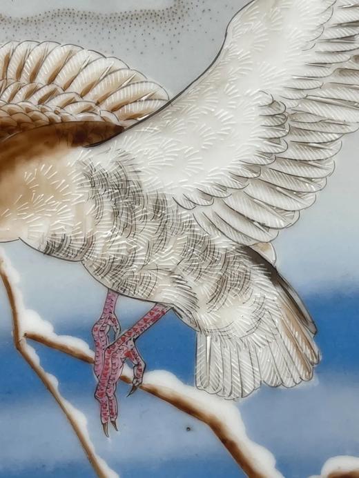 彩绘冬雪夕阳芦雁图瓷板，顺丰包邮 商品图10