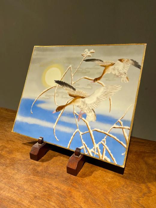 彩绘冬雪夕阳芦雁图瓷板，顺丰包邮 商品图14