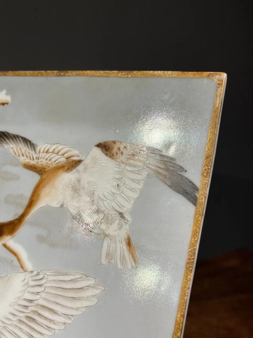 彩绘冬雪夕阳芦雁图瓷板，顺丰包邮 商品图5