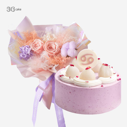 【鲜花X蛋糕套餐】巨蟹座.奶油蛋糕+巨蟹座·如梦~ 商品图0