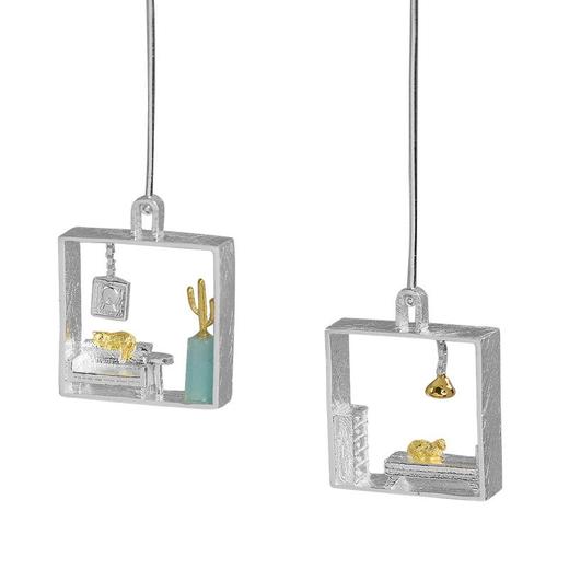 梵灵快乐猫宅趣味场景耳钉S925银原创设计女显瘦款 商品图4