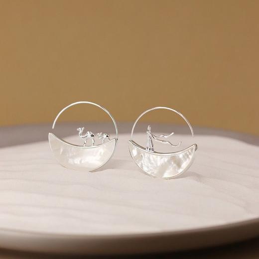 《行至敦煌》耳饰925白贝 新中式月牙泉优雅 设计师原创耳环 商品图3