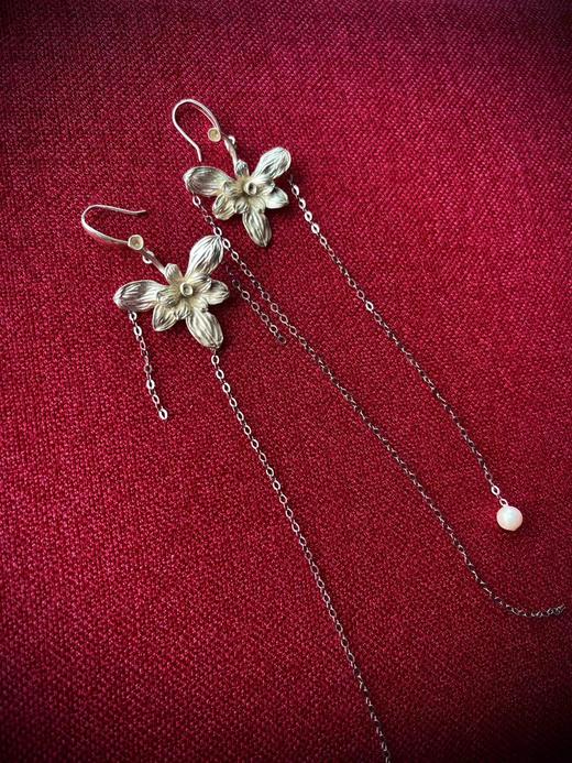 【雾境定制】紫荆蝴蝶 小众古风设计师款 S990足银+淡水珍珠耳环 SEH0454 商品图0