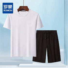99XZD92DS005【短袖+短裤】罗蒙男士套装休闲舒适简约百搭清爽日常两件套套装男