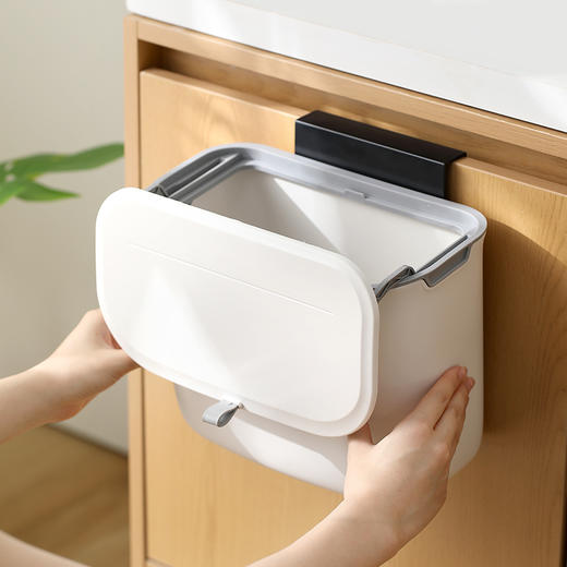 FaSoLa 厨房垃圾桶挂式家用带盖橱柜门壁挂式厨余垃圾筒悬挂式卫生间厕所 商品图4