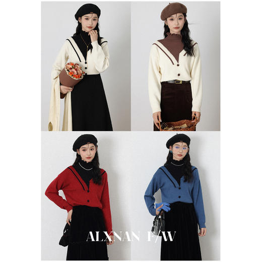 鹿向南《白茶甜心》温柔假两件毛衣女秋冬2023新款设计感高领上衣 商品图2