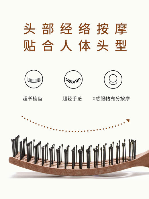 韩国yao 镂空按摩梳 五指大款 木纹棕 商品图2