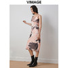 VIMAGE纬漫纪高级感荡领不规则印花显瘦宽吊带连衣裙秋季新款V2007601 商品缩略图1