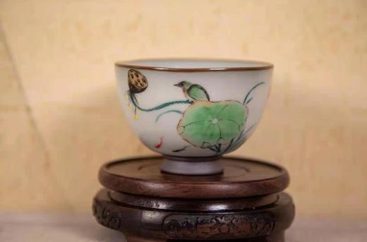 汝窑加画荷花杯 商品图0