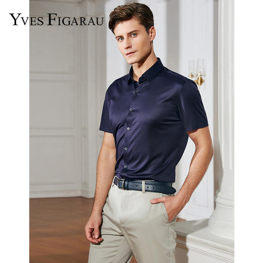 YvesFigarau伊夫·费嘉罗100%棉休闲短袖衬衫932406 商品图0
