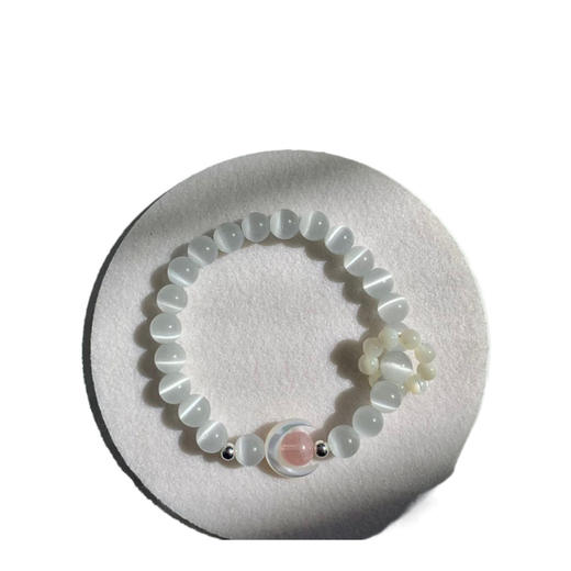 「月亮奔你而来」天然粉晶猫眼石海蓝宝紫晶可爱手链女送礼手串时尚饰品 商品图4