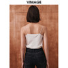 VIMAGE纬漫纪基础显瘦百搭缎面荡领遮副乳细吊带小上衣秋季新款V2013601 商品缩略图4