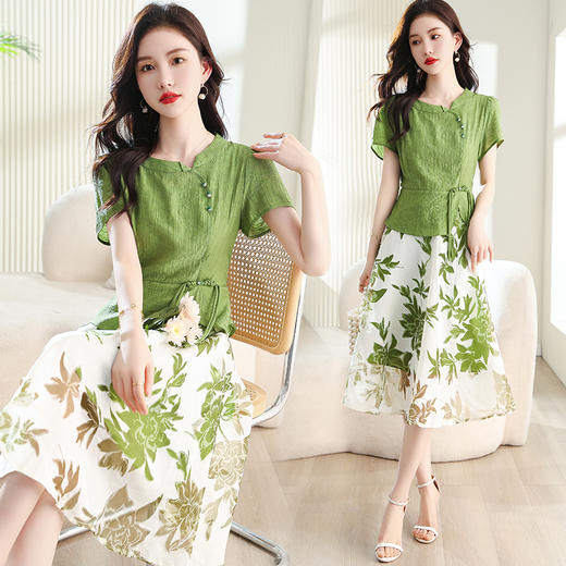 夏季新款，女装时尚新颖大气盘扣假两件套连衣裙HR-YYG82782-1 商品图2