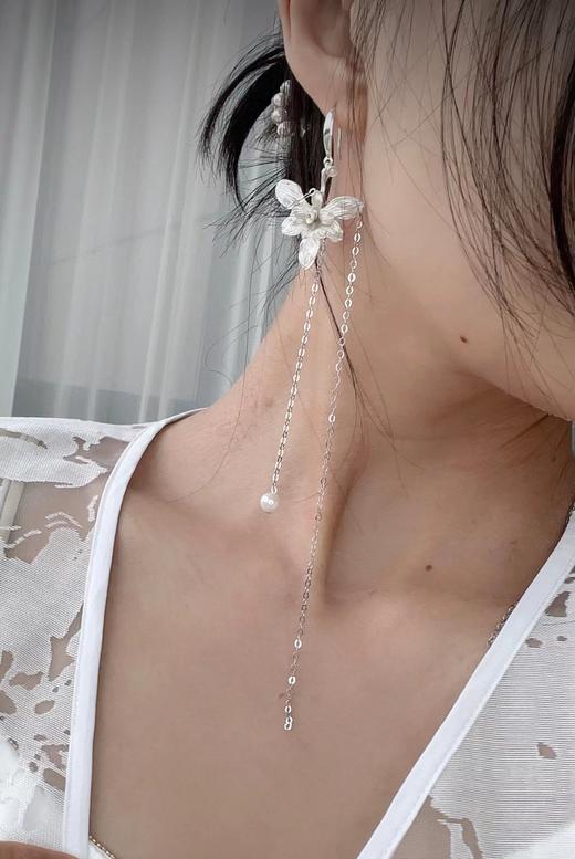 【雾境定制】紫荆蝴蝶 小众古风设计师款 S990足银+淡水珍珠耳环 SEH0454 商品图4