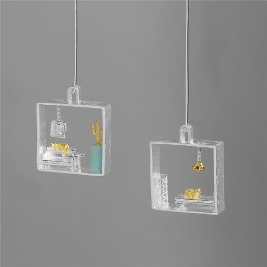 梵灵快乐猫宅趣味场景耳钉S925银原创设计女显瘦款 商品图5