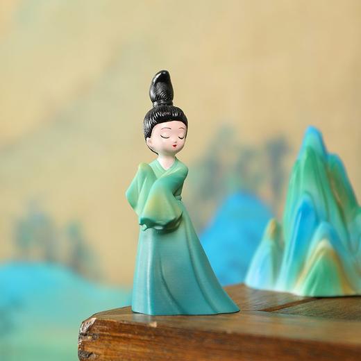 树脂彩绘工艺品温变舞蹈侍女图只此青绿笔架千里江山变色茶宠摆件 商品图5