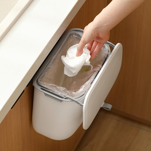 FaSoLa 厨房垃圾桶挂式家用带盖橱柜门壁挂式厨余垃圾筒悬挂式卫生间厕所 商品图2