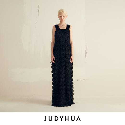 JUDYHUA 立体流苏宽肩带连衣裙 商品图0