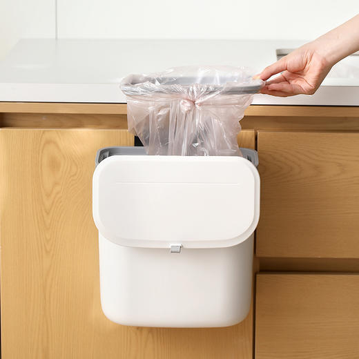 FaSoLa 厨房垃圾桶挂式家用带盖橱柜门壁挂式厨余垃圾筒悬挂式卫生间厕所 商品图10